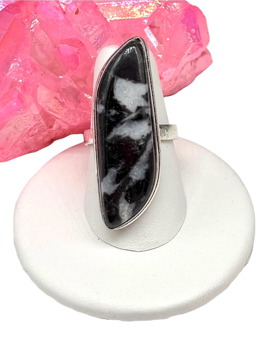 White Buffalo Turquoise Ring Size 8 925 Sterling Silver Overlay